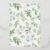 Waterverf Greenery White Flowers Retirement Party Folie Uitnodiging (Achterkant)