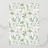 Waterverf Greenery White Flowers Save the Date Folie Uitnodiging (Achterkant)