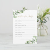 Waterverf Greenery White Flowers wenst Baby Informatiekaartje (Staand voorkant)