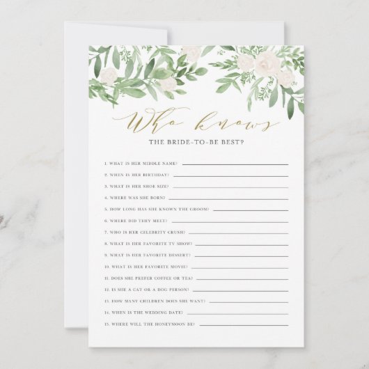 Waterverf Greenery Wie kent de bruid beste Kaart (Voorkant)