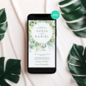 Waterverf Greenery Winter Huwelijksfeest Kaart