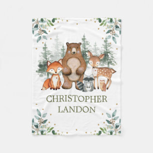 Waterverf Greenery Woodland Forest Boy Nursery Fleece Deken