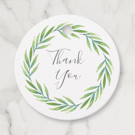 Waterverf Greenery Wreath Bedankjes Labels (Voorkant)