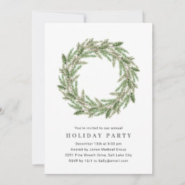 Waterverf Greenery Wreath Corporate Holiday Party Kaart