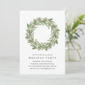 Waterverf Greenery Wreath Corporate Holiday Party Kaart (Staand voorkant)
