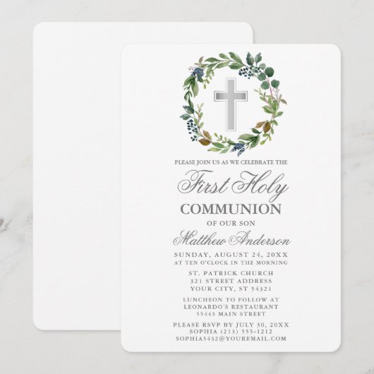 Waterverf Greenery Wreath First Community Kaart (Voorkant / Achterkant)