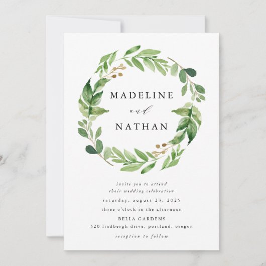 Waterverf Greenery Wreath Kaart (Voorkant)