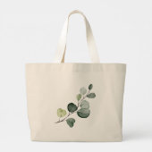 Waterverf Greenery Wreath Monogram Bridesmaid Grote Tote Bag (Achterkant)