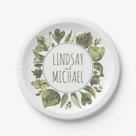 Waterverf Greenery Wreath Rustic Woodland Wedding Papieren Bordje