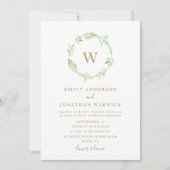 Waterverf Greenery Wreath Wedding Invitation Kaart (Voorkant)