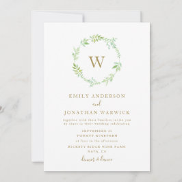 Waterverf Greenery Wreath Wedding Invitation Kaart