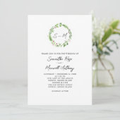 Waterverf Greenery Wreath Wedding Kaart (Staand voorkant)