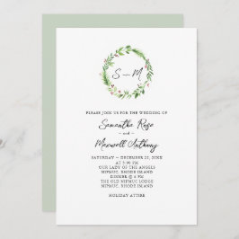 Waterverf Greenery Wreath Wedding Kaart