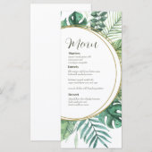 Waterverf Greenery Wreath Wedding Menu Kaart (Voorkant / Achterkant)