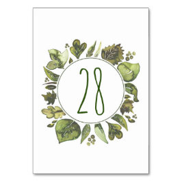 Waterverf Greenery Wreath Wedding Table Numbers Kaart