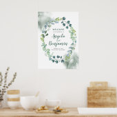 Waterverf Greenery Wreath Wedding Welcome Sign Poster (Keuken)