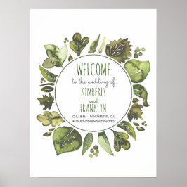 Waterverf Greenery Wreath Wedding Welcome Sign Poster