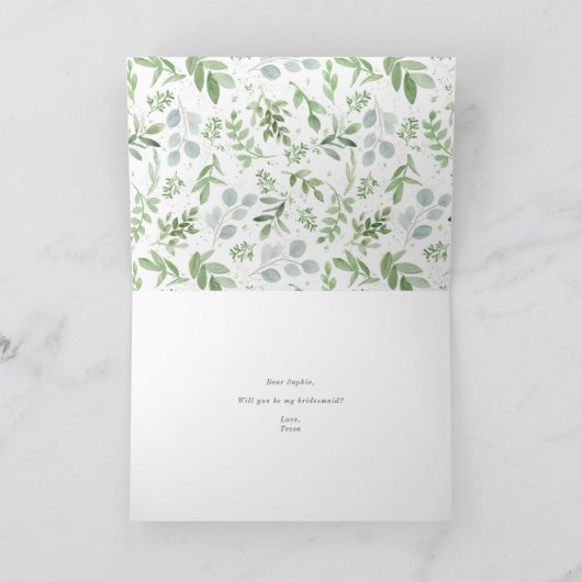 Waterverf Greenery zal je mijn Bridesmaid zijn Kaart (Binnen)