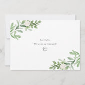 Waterverf Greenery zal je mijn Bridesmaid zijn Kaart (Achterkant)