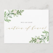 Waterverf Greenery zal jij mijn eredief zijn Aankondigingskaart (Voorkant)