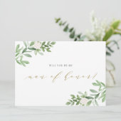 Waterverf Greenery, zult u mijn Man zijn? Kaart (Staand voorkant)