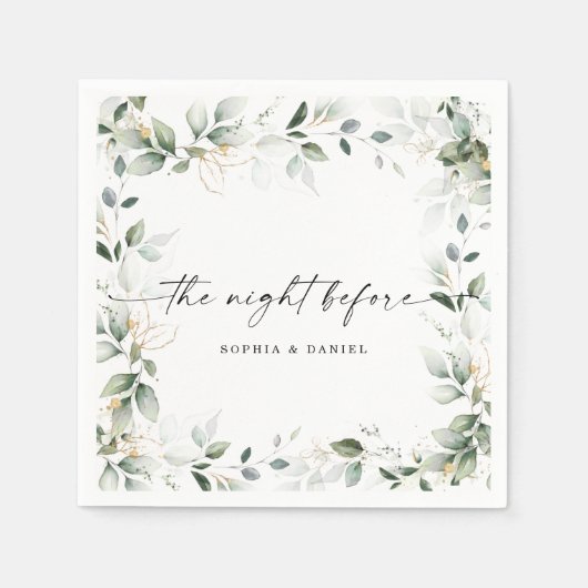 Waterverf GreeneryRehearsal Dinner Night before Servet (Voorkant)