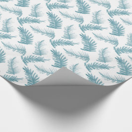 Waterverf grenen grijs blauw blad patroon cadeaupapier