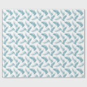 Waterverf grenen grijs blauw blad patroon cadeaupapier (Vlak)