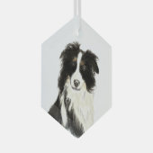 Waterverf grens Collie Dog Pet Animal Art Glas Ornament (Voorkant Rechts)