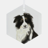Waterverf grens Collie Dog Pet Animal Art Glas Ornament (Achterkant)