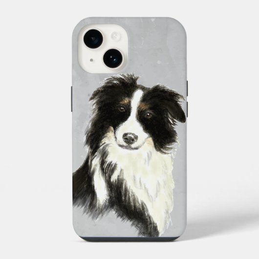 Waterverf grens Collie Dog Pet Animal Art iPhone Hoesje (Achterkant)