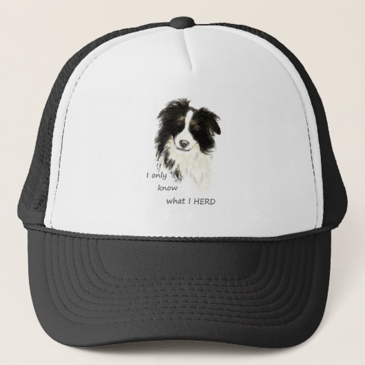 Waterverf Grens Collie Dog weet alleen wat ik heb  Trucker Pet (Voorkant)