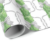 Waterverf Grey Bows & Green Garland Cadeaupapier (Rol Hoek)