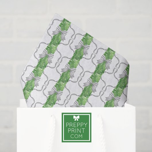 Waterverf Grey Bows & Green Garland Tissuepapier