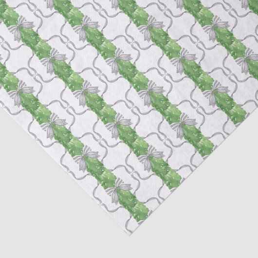Waterverf Grey Bows & Green Garland Tissuepapier (Detail)