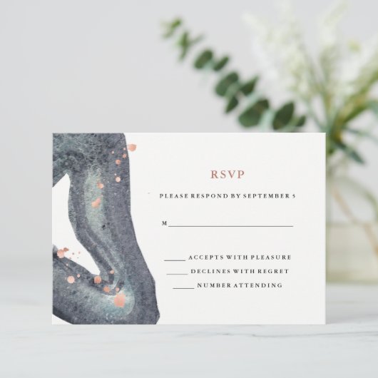 Waterverf Grey Geode Wedding RSVP (Staand voorkant)