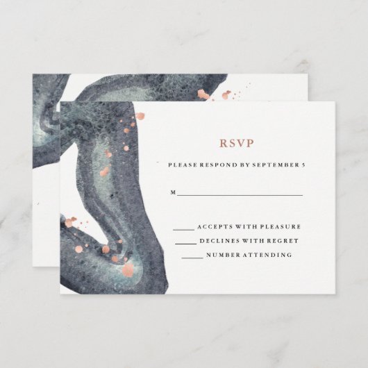 Waterverf Grey Geode Wedding RSVP (Voorkant / Achterkant)