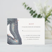 Waterverf Grey Geode Wedding RSVP Kaartje (Staand voorkant)