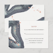 Waterverf Grey Geode Wedding RSVP Kaartje (Voorkant / Achterkant)