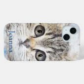 Waterverf Grey Kitten op blauw Case-Mate iPhone Case (Achterkant (horizontaal))