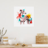 Waterverf Greyhound met kleur Splash accenten Poster (Keuken)
