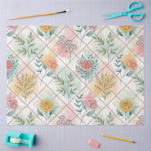 Waterverf Grid Pattern Decoupage Tissue Paper Tissuepapier (Craft)
