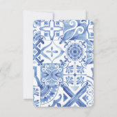 Waterverf Griekenland Bruiloft Blauwe tegel Kaart (Achterkant)