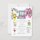 Waterverf Griekenland Bruiloft Blauwe tegel Kaart (Voorkant)