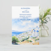 Waterverf Griekenland Bruiloft Kaart (Staand voorkant)