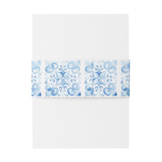 Waterverf Griekenland | Bruiloft Monogram Uitnodigingen Wikkel (Achterkant Voorbeeld)