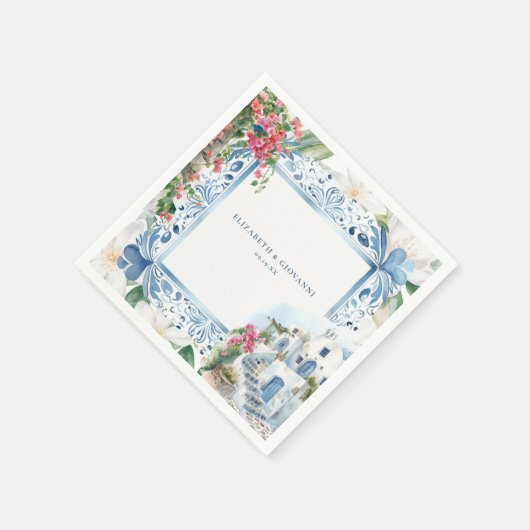 Waterverf Griekenland | Bruiloft Servet (Hoek)