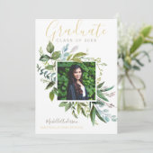 Waterverf Griekenland Eucalyptus Gold Foto Afstude Aankondiging (Staand voorkant)