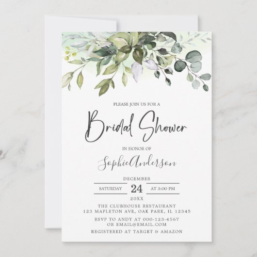 Waterverf Griekenland Eucalyptus Vrijgezellenfeest Kaart (Voorkant)