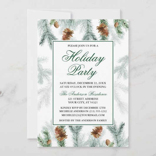 Waterverf Griekenland Pine Cones Holiday Kaart (Voorkant)